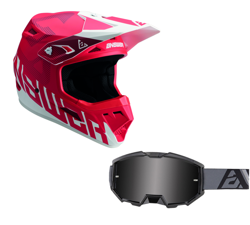 Load image into Gallery viewer, Answer Red/White Helmet & Apex 3 Goggle Combo