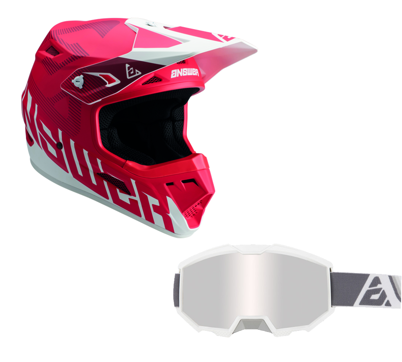 Load image into Gallery viewer, Answer Red/White Helmet & Apex 3 Goggle Combo
