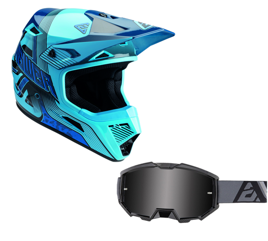 Answer Blue/Dark Blue Helmet & Apex 3 Goggle Combo