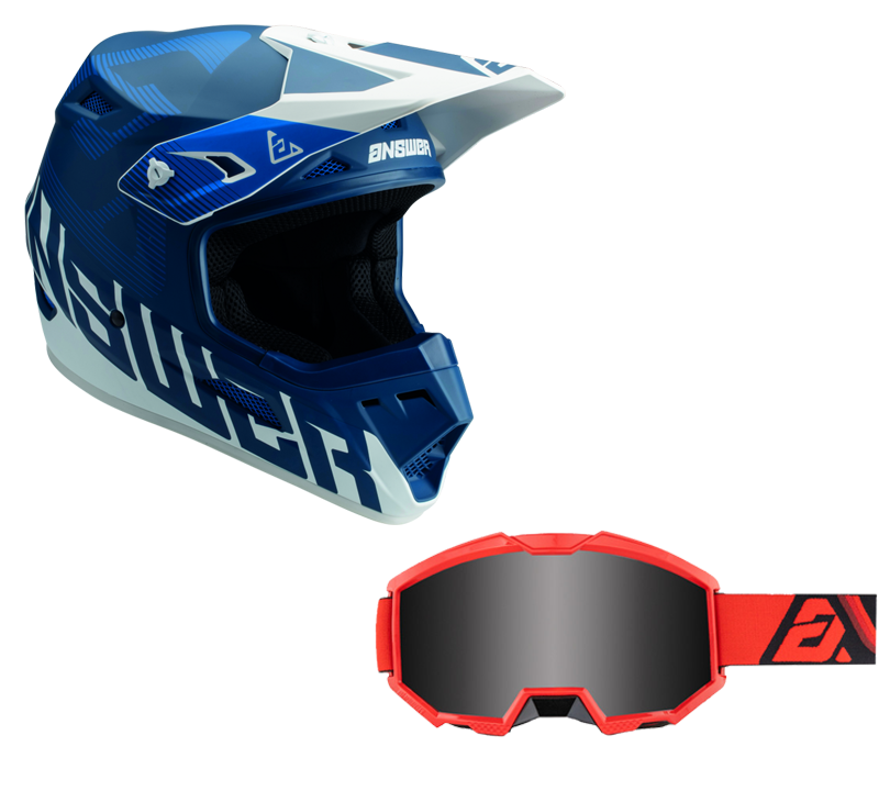 Load image into Gallery viewer, Answer Blue/White Helmet & Apex 3 Goggle Combo