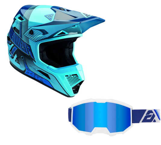 Answer Blue/Dark Blue Helmet & Apex 3 Goggle Combo