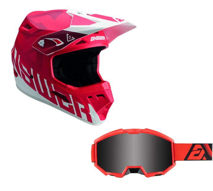 Answer Red/White Helmet & Apex 3 Goggle Combo