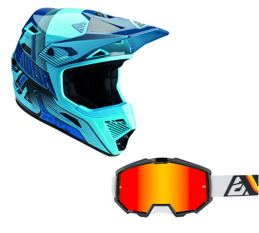 Answer Blue/Dark Blue Helmet & Apex 3 Goggle Combo
