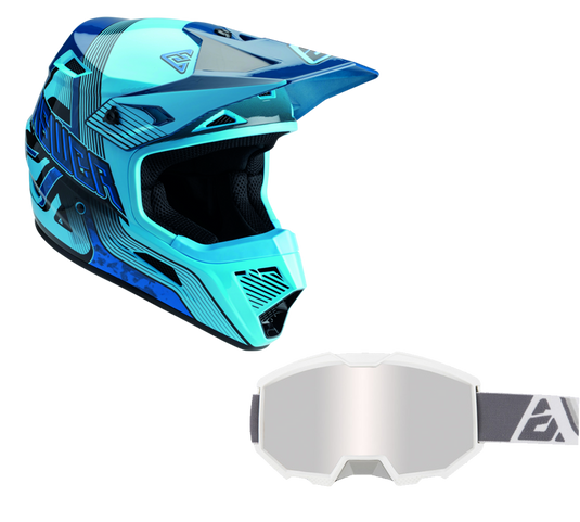 Answer Blue/Dark Blue Helmet & Apex 3 Goggle Combo