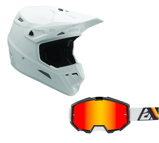 Answer White Helmet & Apex 3 Goggle Combo