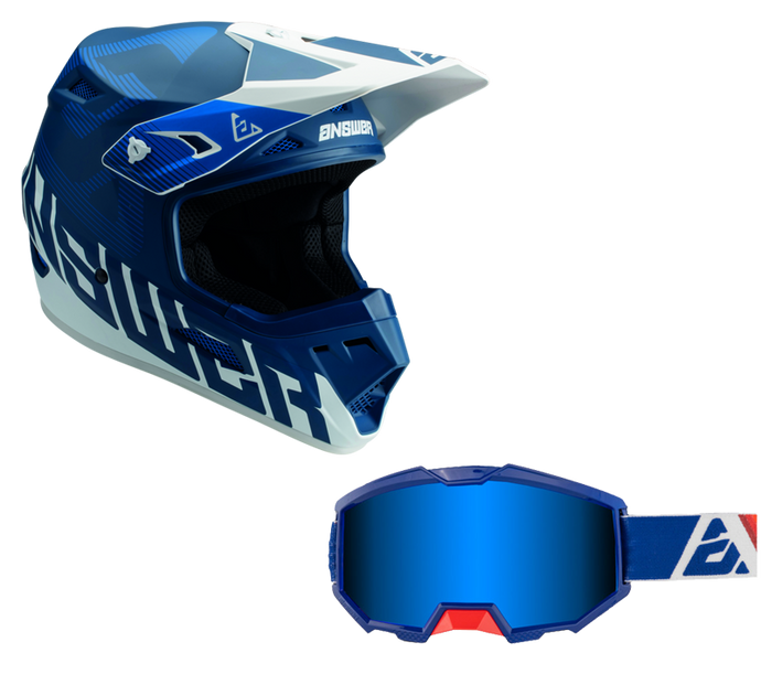 Answer Blue/White Helmet & Apex 3 Goggle Combo