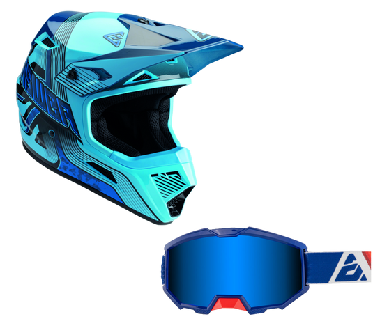 Answer Blue/Dark Blue Helmet & Apex 3 Goggle Combo
