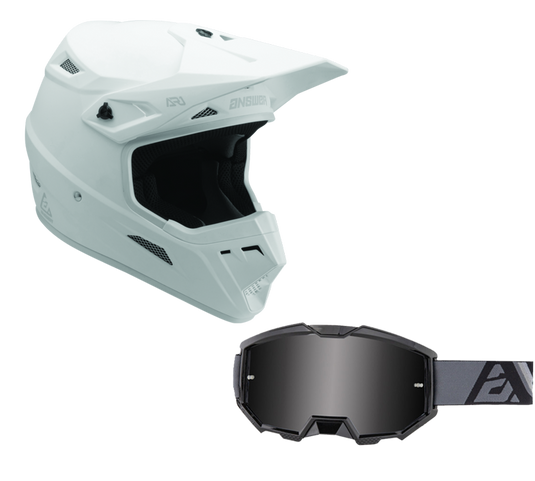 Answer White Helmet & Apex 3 Goggle Combo