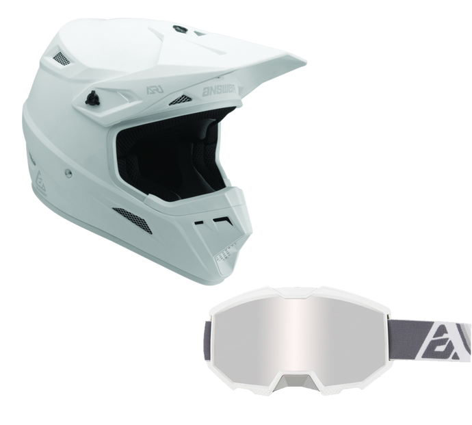 Answer White Helmet & Apex 3 Goggle Combo